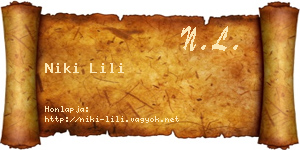 Niki Lili névjegykártya